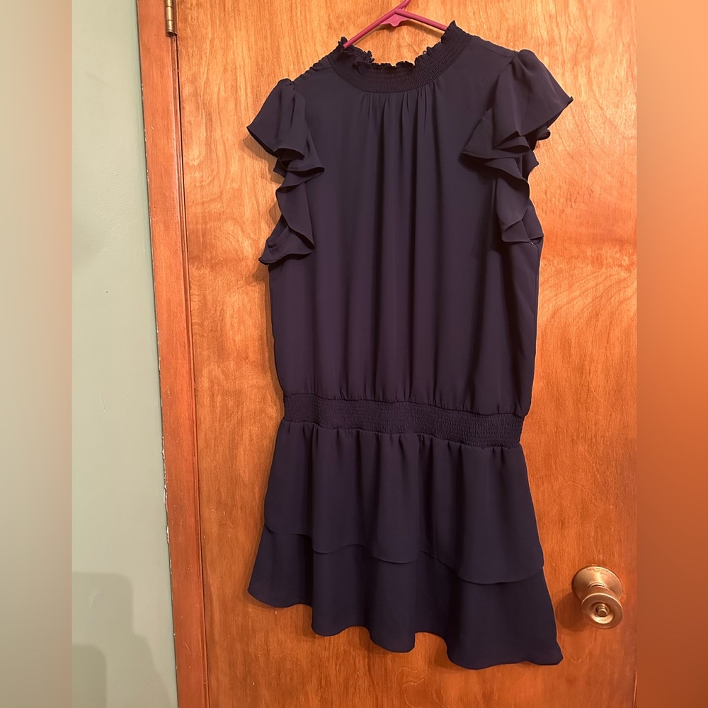 NWT Navy Chiffon Cocktail Dress Size Large